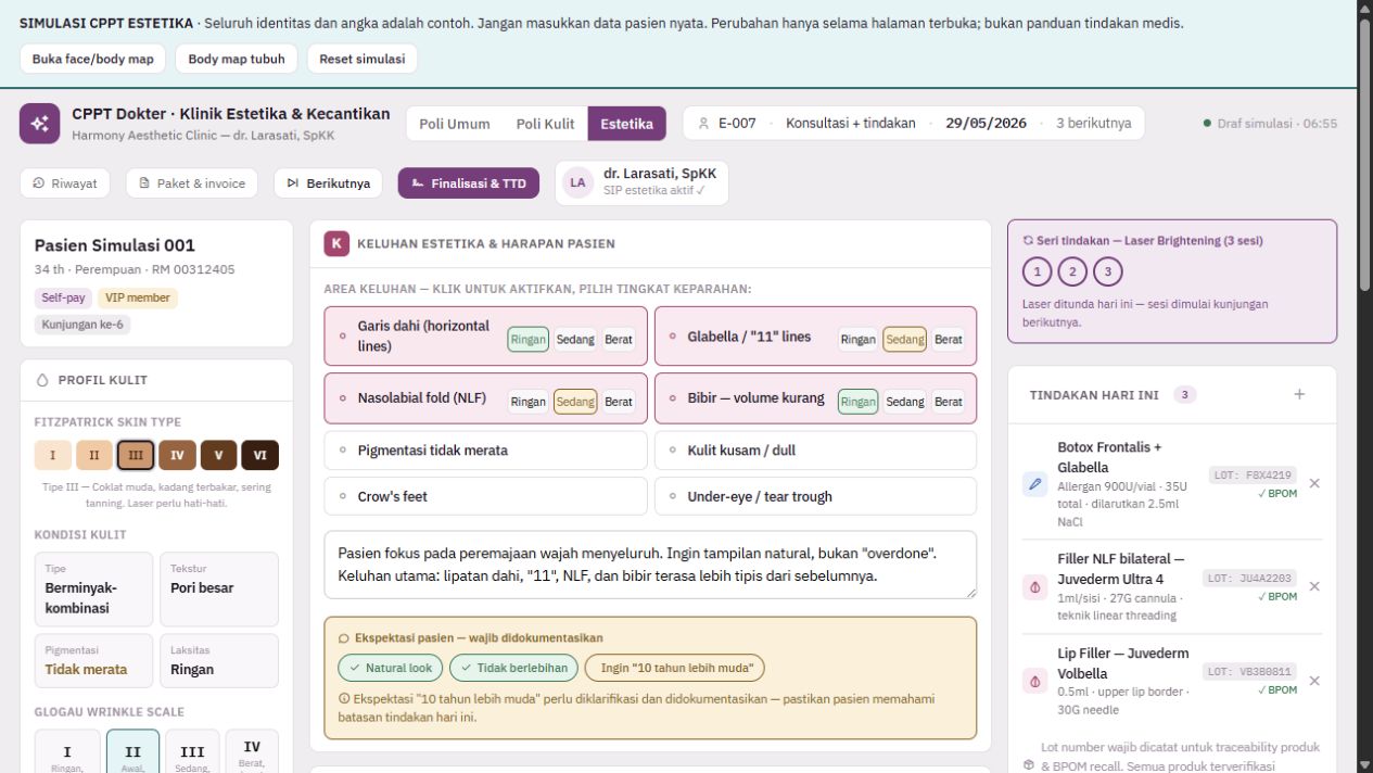 Pratinjau mockup CPPT estetika v2: asesmen dan catatan tindakan